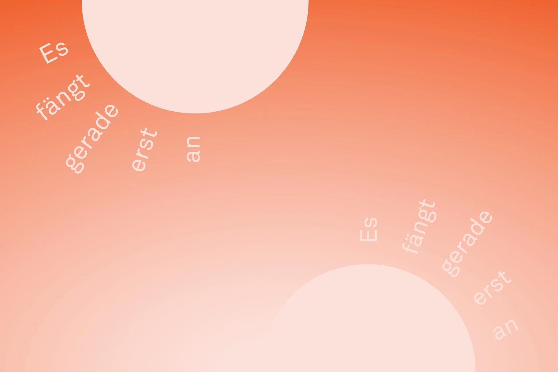 Bannerbild mit 2 Halbkreisen zu Es fängt gerade erst an und orangem Hintergrund