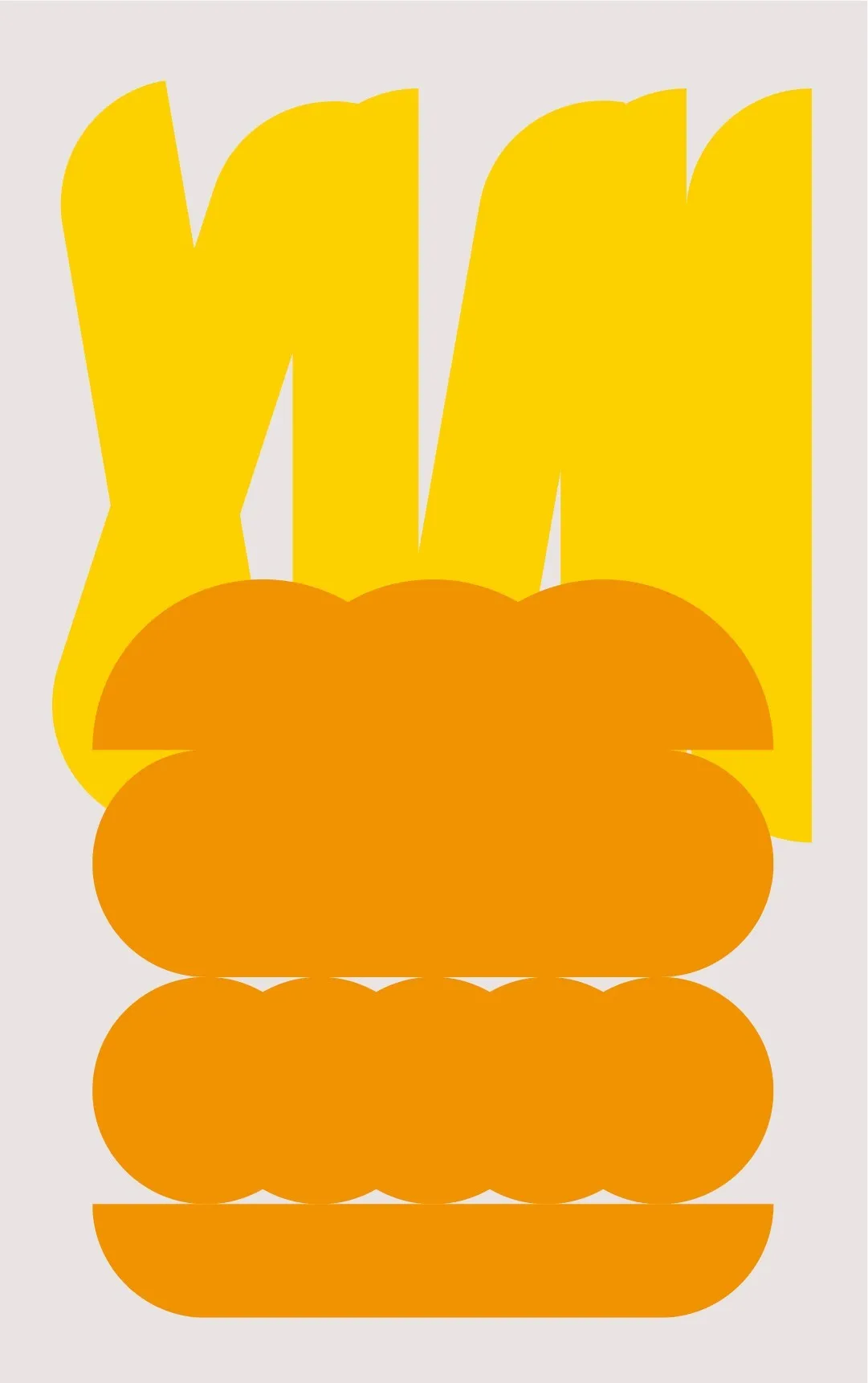 Illustration oranger Burger und gelbe Pommes für Lokal Hunger und Durst