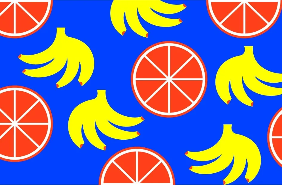 Schaffarei Festival 2025 Bild von Orangen und Bananen auf blauem Hintergrund